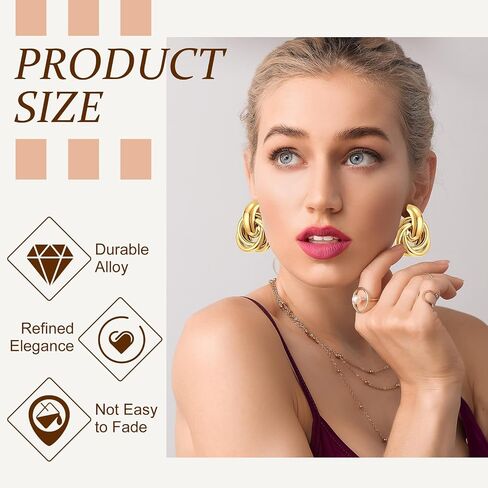 Nosiny 9 Pairs Gold Chunky Hoop Earrings Set for Women Gold Plated Thick Open Twisted Huggie Hoop Earring Jewelry for Gifts in Saudi Arabia