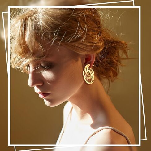 Nosiny 9 Pairs Gold Chunky Hoop Earrings Set for Women Gold Plated Thick Open Twisted Huggie Hoop Earring Jewelry for Gifts in Saudi Arabia
