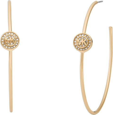 Michael Kors Women's Gold-Tone Brass Logo Hoop Earrings (Model: MKJ8172710) in Saudi Arabia