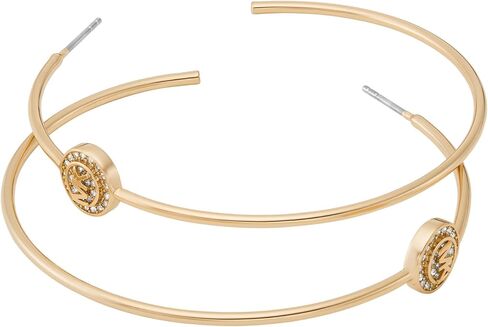 Michael Kors Women's Gold-Tone Brass Logo Hoop Earrings (Model: MKJ8172710) in Saudi Arabia