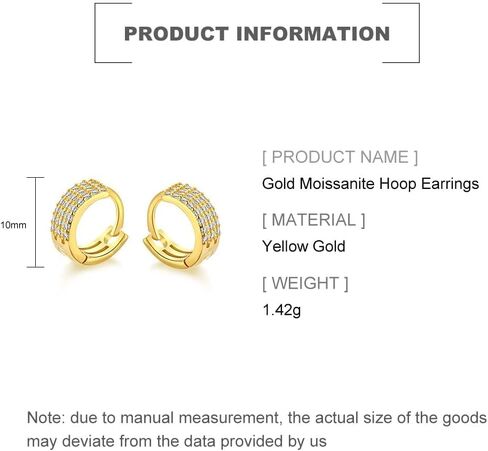 14K Gold Moissanite Hoop Earrings for Women,Dainty Natural Moissanite Huggie Earrings,Fashion Jewelry Gifts for Her in Saudi Arabia