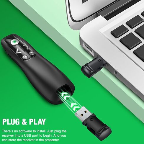 Presentation Clicker Wireless Presenter Remote for PowerPoint, RF 2.4GHz USB Powerpoint Clicker with Hyperlink & Volume Control PowerPoint Slide Advancer for Mac, Computer, Laptop in Kuwait