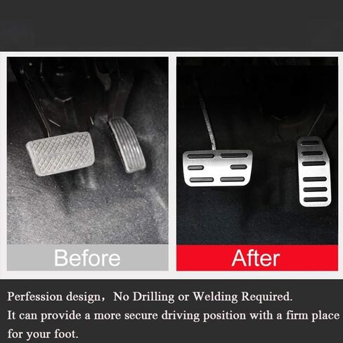 XITER No Drill Anti-Slip Aluminum Gas Brake Pedal Cover Foot Pedal Pads kit for Honda HRV 2014 2015 2016 2017 2018 2019 2020 2021 2022 (Silver) in Saudi Arabia