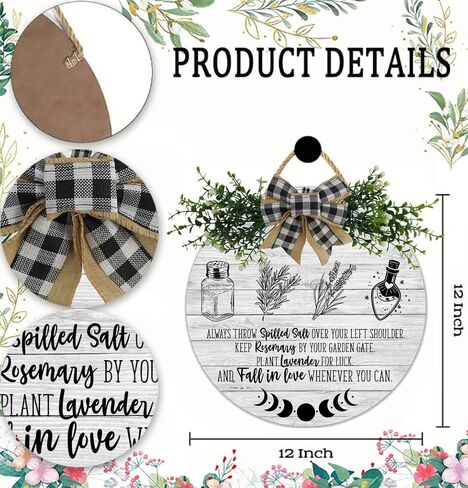 Eiojdriil Witches Kitchen Round Wood Hanging Sign Plaque Wreaths Wall Art Signs Witchy Gothic Decor for Home Kitchen Dining Room Front Door Decorations Gifts 12 x 12 Inch，Always Throw Spilled Salt in Saudi Arabia
