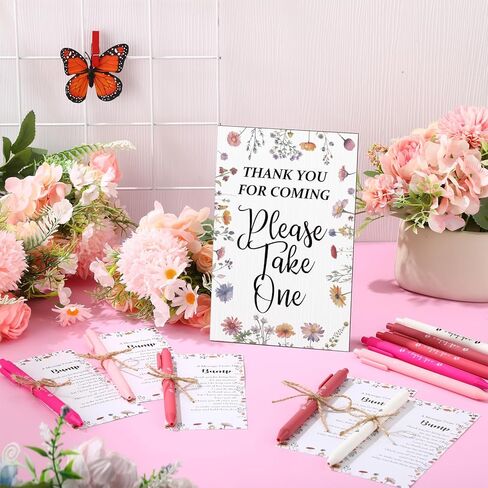 Sintuff 50 Set Baby Shower Favors for Guest 1 Thank for Coming Sign 50 Ballpoint Pens 50 Thank you Tags with Twine Baby Shower Return Gifts for Gender Reveal(Retro Colors,Boho) in Kuwait