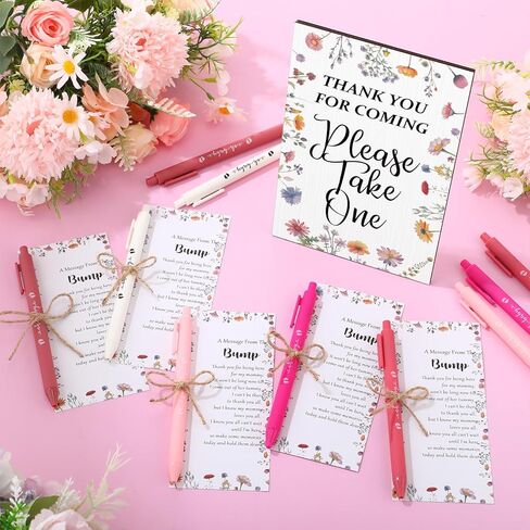 Sintuff 50 Set Baby Shower Favors for Guest 1 Thank for Coming Sign 50 Ballpoint Pens 50 Thank you Tags with Twine Baby Shower Return Gifts for Gender Reveal(Retro Colors,Boho) in Kuwait