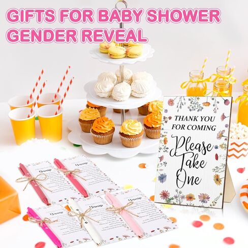 Sintuff 50 Set Baby Shower Favors for Guest 1 Thank for Coming Sign 50 Ballpoint Pens 50 Thank you Tags with Twine Baby Shower Return Gifts for Gender Reveal(Retro Colors,Boho) in Kuwait