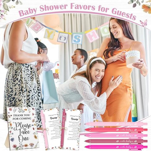 Sintuff 50 Set Baby Shower Favors for Guest 1 Thank for Coming Sign 50 Ballpoint Pens 50 Thank you Tags with Twine Baby Shower Return Gifts for Gender Reveal(Retro Colors,Boho) in Kuwait