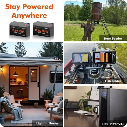 2 Pack 12V 10Ah Lithium LiFePO4 Battery, UL Certified, 10A BMS in Kuwait