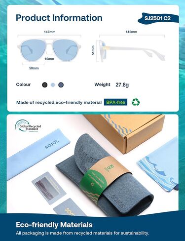 SOJOS Ocean Collection Polarized Retro Oversized Aviator Sunglasses Women Men Recycled Plastic Eco-Friendly, Constellation in Kuwait
