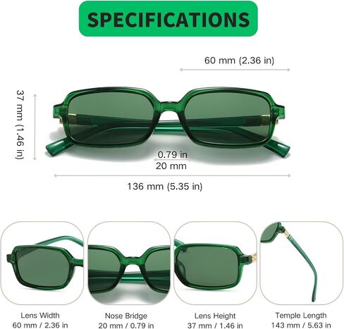 Freckles Mark Retro Polarized Rectangle Sunglasses for Women Men Trendy Sun Glasses Classic 70s Shades FM1227 in Kuwait
