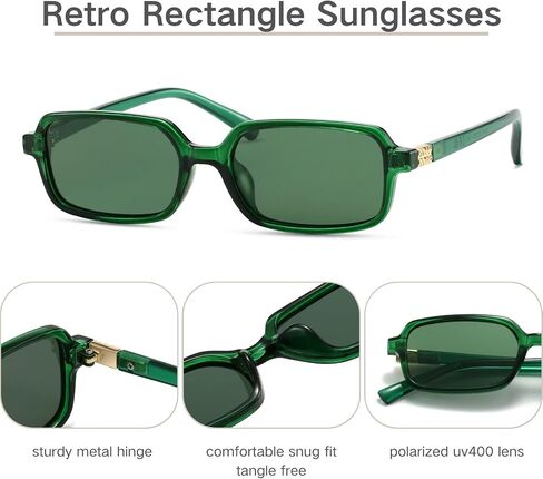Freckles Mark Retro Polarized Rectangle Sunglasses for Women Men Trendy Sun Glasses Classic 70s Shades FM1227 in Kuwait