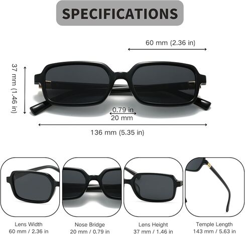 Freckles Mark Retro Polarized Rectangle Sunglasses for Women Men Trendy Sun Glasses Classic 70s Shades FM1227 in Kuwait