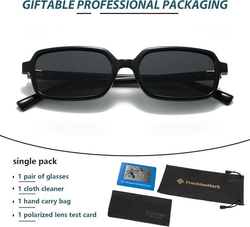 Freckles Mark Retro Polarized Rectangle Sunglasses for Women Men Trendy Sun Glasses Classic 70s Shades FM1227 in Kuwait