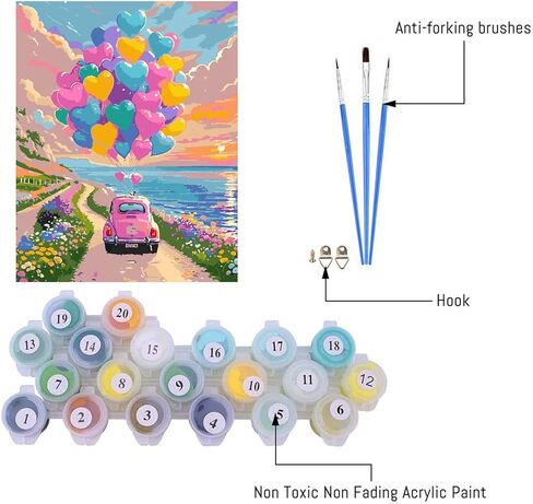 Book Paint by Numbers Kit for Adults Beginner, Flower Adult's Paint by Number Kits On Canvas, DIY Oil Painting Kits for Gift Home Wall Decor 16x20 Inch in Kuwait