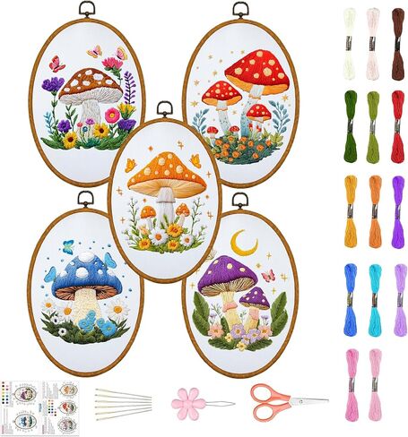 origach 4 حزمة مضحك القط الأسود التطريز مجموعات للمبتدئين، DIY بداية التطريز اليدوي عدة مع أنماط القط والتعليمات، نمط القط التطريز مجموعة المبتدئين للبالغين النساء صياغة in Saudi Arabia