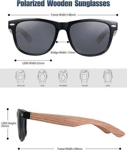 نظارات شمسية خشبية للرجال والنساء: نظارات أشعة الشمس المستقطبة UV400 UV400 - in Kuwait