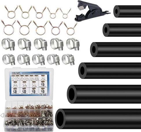 خرطوم أنابيب الفراغ السيليكون 6pcs 6.6 قدمًا + 12Size 260pcs مشابك خرطوم ، 1/8 "5/32" 3/16 " in Saudi Arabia