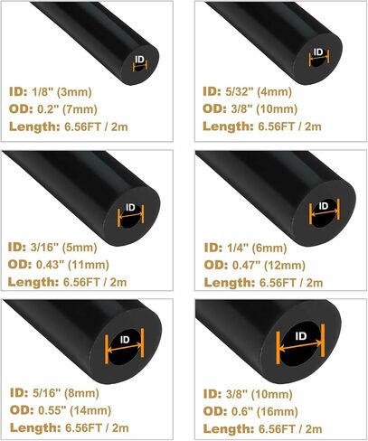 خرطوم أنابيب الفراغ السيليكون 6pcs 6.6 قدمًا + 12Size 260pcs مشابك خرطوم ، 1/8 "5/32" 3/16 " in Saudi Arabia