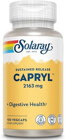 Solaray Capryl | الإفراج المستمر حمض كابيليك | دعم الجهاز الهضمي الصحي | 16 حصة | 100 VEGCAPS in Saudi Arabia