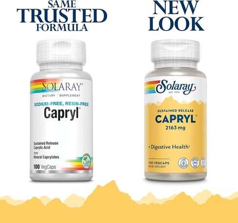 Solaray Capryl | الإفراج المستمر حمض كابيليك | دعم الجهاز الهضمي الصحي | 16 حصة | 100 VEGCAPS in Saudi Arabia