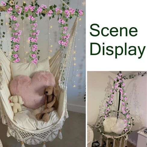 2 PCS الزهور الاصطناعية إكليل للهواء الطلق Orange Faux Gardenia Garland 12ft Silk Rose Hanging Vines for Wedder Arch Party Wall Garden Backdrop Fence Spring Decor in Saudi Arabia