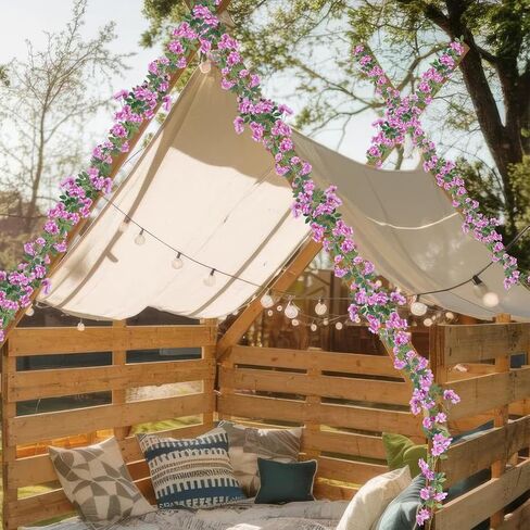 2 PCS الزهور الاصطناعية إكليل للهواء الطلق Orange Faux Gardenia Garland 12ft Silk Rose Hanging Vines for Wedder Arch Party Wall Garden Backdrop Fence Spring Decor in Saudi Arabia