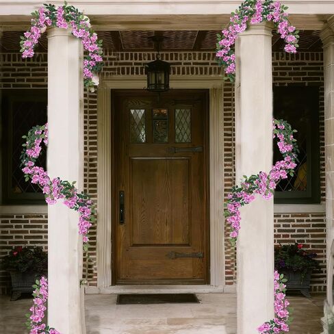 2 PCS الزهور الاصطناعية إكليل للهواء الطلق Orange Faux Gardenia Garland 12ft Silk Rose Hanging Vines for Wedder Arch Party Wall Garden Backdrop Fence Spring Decor in Saudi Arabia