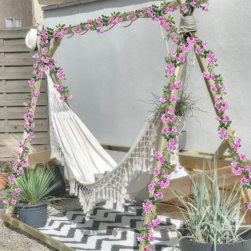 2 PCS الزهور الاصطناعية إكليل للهواء الطلق Orange Faux Gardenia Garland 12ft Silk Rose Hanging Vines for Wedder Arch Party Wall Garden Backdrop Fence Spring Decor in Saudi Arabia