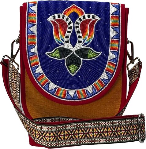 Handmade Beaded Bag| Native American Style Crossbody Handbag| Czech Glass Beads Shoulder Bag| Unisex Handbag| in Saudi Arabia