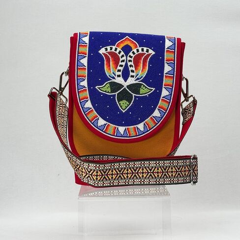 Handmade Beaded Bag| Native American Style Crossbody Handbag| Czech Glass Beads Shoulder Bag| Unisex Handbag| in Saudi Arabia