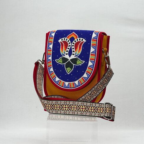 Handmade Beaded Bag| Native American Style Crossbody Handbag| Czech Glass Beads Shoulder Bag| Unisex Handbag| in Saudi Arabia