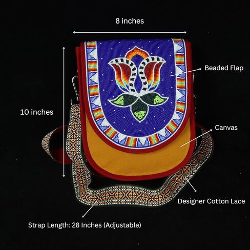 Handmade Beaded Bag| Native American Style Crossbody Handbag| Czech Glass Beads Shoulder Bag| Unisex Handbag| in Kuwait