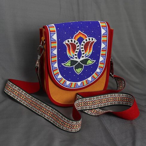 Handmade Beaded Bag| Native American Style Crossbody Handbag| Czech Glass Beads Shoulder Bag| Unisex Handbag| in Kuwait