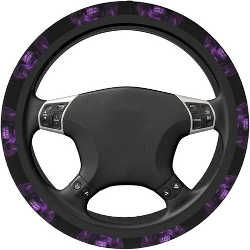 غطاء عجلة القيادة المطبوعة من Foruidea Purple Skull Cover Neoprene Automotive Auterivive Cover Cover Anti Slip و Encorption Auto Car Cover Toved معظم السيارات 15 بوصة in Saudi Arabia