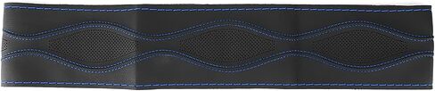 Leather Steering Wheel Covers, 38cm/15in Leather Steering Wheel Wrap Cover Hand Stitching Embossing with Needle and Thread Universal (Black and Blue) in Saudi Arabia