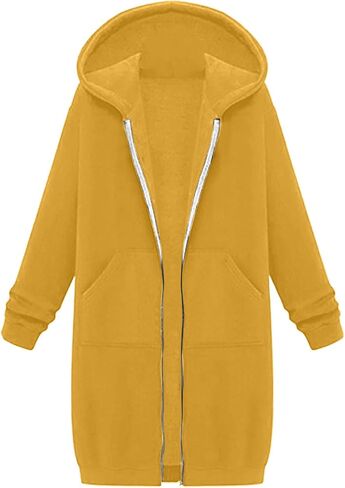 Women's Zip Up Hoodies Oversized Fleece Long Tunic Sweatshirts Casual Long Sleeve 2025 Fall Hoodie Jacket Coat in Kuwait
