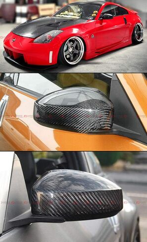 Real Carbon Fiber Side Mirror Covers Cap Overlay Compatible with for 2003-2007 Nissan 350Z Z33 in Saudi Arabia