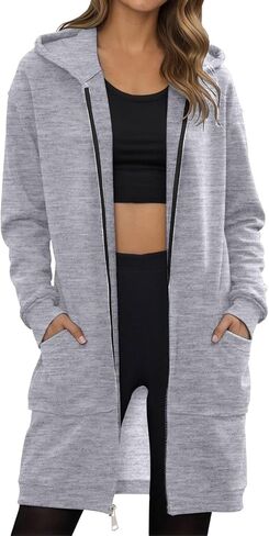 Women's Zip Up Hoodies Oversized Fleece Long Tunic Sweatshirts Casual Long Sleeve 2025 Fall Hoodie Jacket Coat in Saudi Arabia