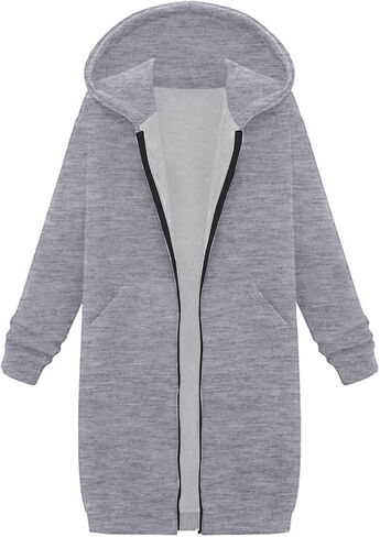 Women's Zip Up Hoodies Oversized Fleece Long Tunic Sweatshirts Casual Long Sleeve 2025 Fall Hoodie Jacket Coat in Saudi Arabia