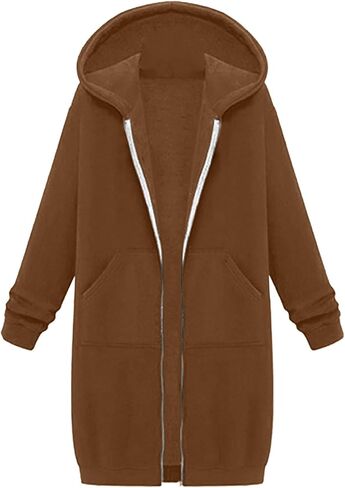 Women's Zip Up Hoodies Oversized Fleece Long Tunic Sweatshirts Casual Long Sleeve 2025 Fall Hoodie Jacket Coat in Kuwait