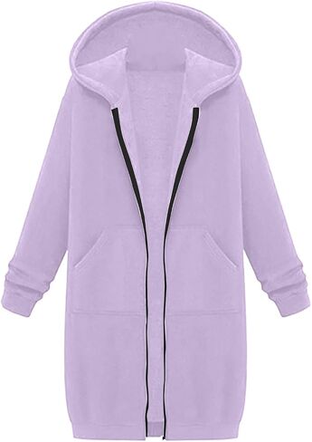 Women's Zip Up Hoodies Oversized Fleece Long Tunic Sweatshirts Casual Long Sleeve 2025 Fall Hoodie Jacket Coat in Kuwait