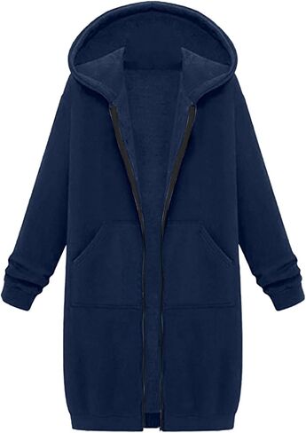 Women's Zip Up Hoodies Oversized Fleece Long Tunic Sweatshirts Casual Long Sleeve 2025 Fall Hoodie Jacket Coat in Kuwait