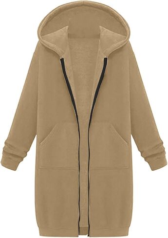 Women's Zip Up Hoodies Oversized Fleece Long Tunic Sweatshirts Casual Long Sleeve 2025 Fall Hoodie Jacket Coat in Kuwait