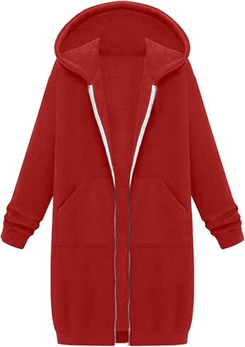 Women's Zip Up Hoodies Oversized Fleece Long Tunic Sweatshirts Casual Long Sleeve 2025 Fall Hoodie Jacket Coat in Kuwait