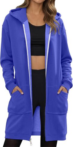 Women's Zip Up Hoodies Oversized Fleece Long Tunic Sweatshirts Casual Long Sleeve 2025 Fall Hoodie Jacket Coat in Kuwait