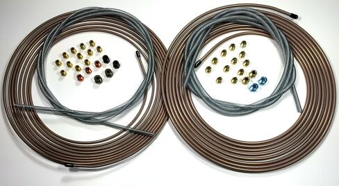 The Stop Shop Complete Copper Nickel Brake Line Kit. 25 ft of 1/4 and 3/16 Rolls/Coils w Fittings /8 ft of 3/16" & 1/4" Armor in Saudi Arabia