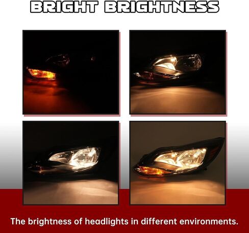 HECASA Left Headlight Assembly Compatible with 2012-2014 Ford Focus 4-Door Replacement for FO2502298 K301153LAS1 Driver Side Halogen Headlamp w/bulbs Clear Lens+Chrome Housing in Saudi Arabia