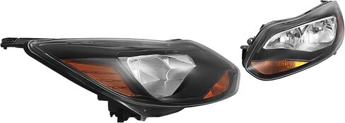 HECASA Left Headlight Assembly Compatible with 2012-2014 Ford Focus 4-Door Replacement for FO2502298 K301153LAS1 Driver Side Halogen Headlamp w/bulbs Clear Lens+Chrome Housing in Saudi Arabia