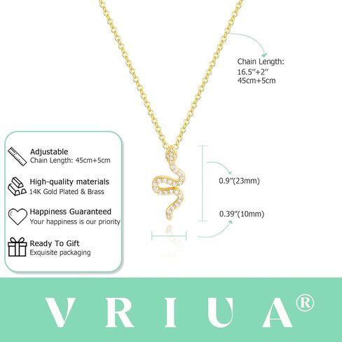 VRIUA Gold Necklace for Women – 14K Gold Plated Fish, Bee, Turtle, Cat, Sea Turtle, Snake, Dragon, Dragonfly, Elephant, Horse, Conch and Seahorse Pendant Necklace Trendy Jewelry in Kuwait